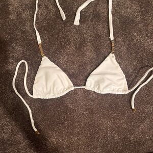 Vix White Bikini Top with Gold Accents - Size S